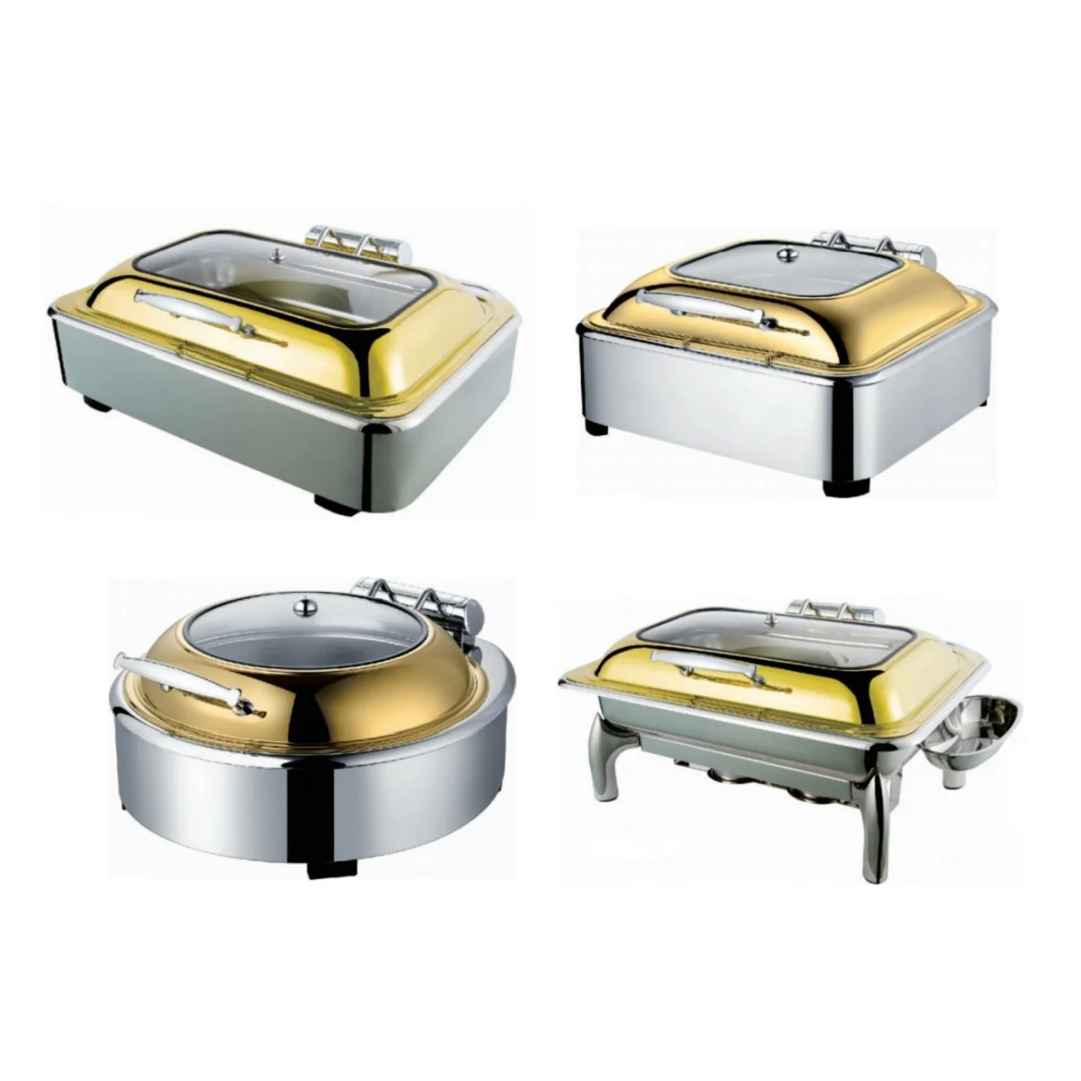 Luxury Stainless Steel Food Warmer Gold Hydraulic Cheffing Chafing Dishes for Buffet Catering Hotel & Restaurant Supplies