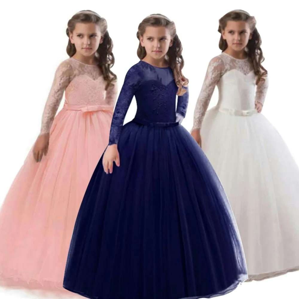 Ball gown Dresses For kids Lace Embroidery tulle Tutu Evening Ball Gown child Frocks Little Girl Maxi dress kids dress party