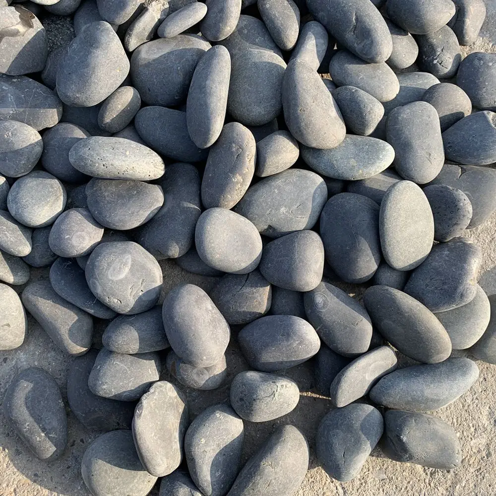 High quality factory cheap garden decoration honed tumble white washed cobble pebble stones grey for sale