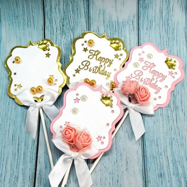 Accept custom Write Letter Crown New Design Quality Flower Cake  Cake Decoration Topper vertical cake topper