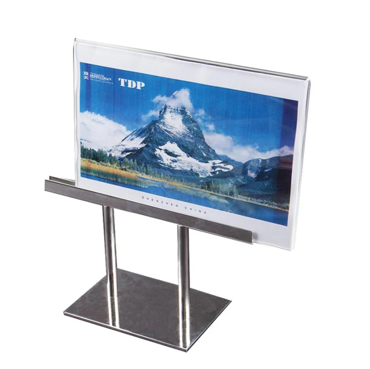 Оптовая продажа новый дизайн настольная акриловая фоторамка держатель для знаков бумажная витрина стойка магазина вывеска улицы с