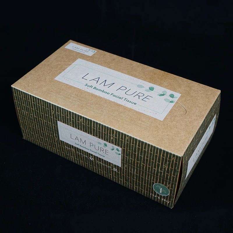 Lampure Newly Designed Box white Bamboo Facial Tissue 3Ply Can Be Customized