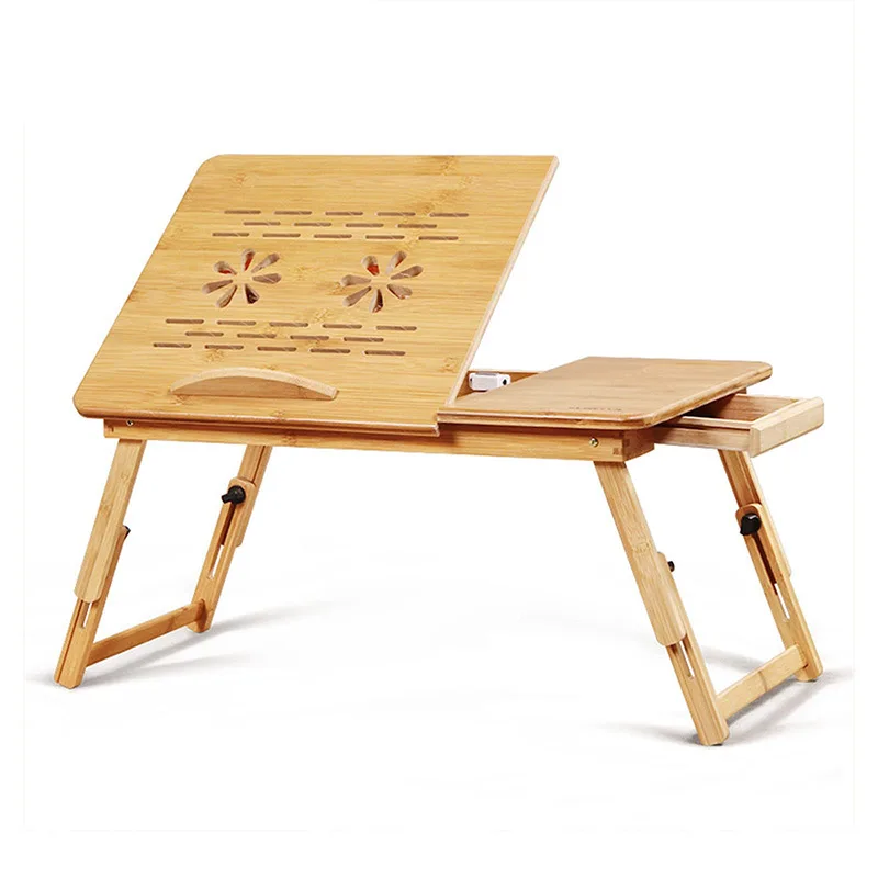 Bed Reading Table Stand Tray Laptop Table Drawer Adjustable Bamboo Home Furniture Carton Laptop Desk Computer Desk