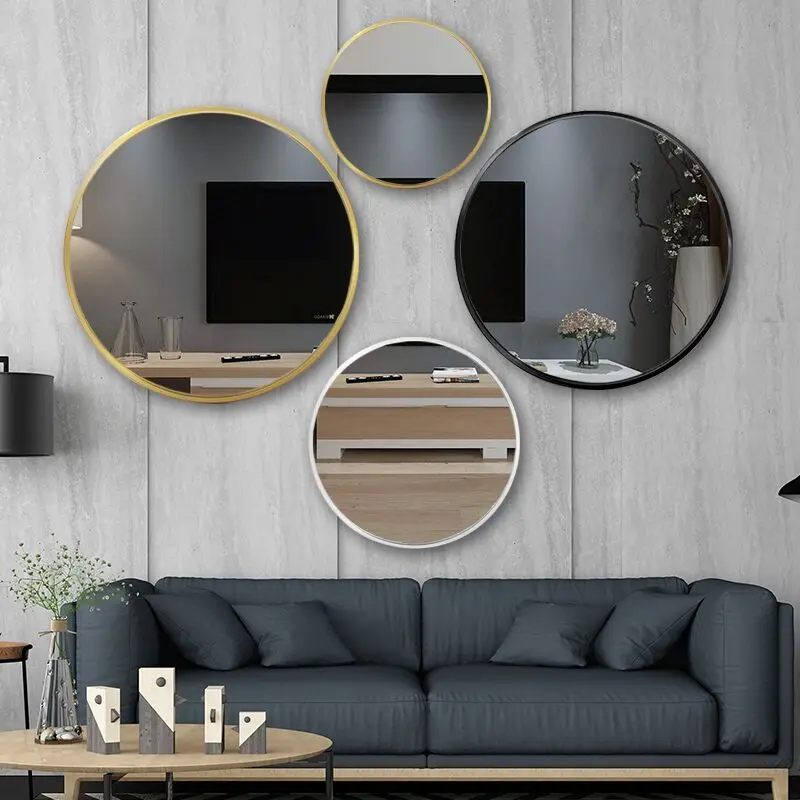 
China factory wholesale all siz Decorative Round Shape metal framed mirror Aluminium Plated Wall Mirror for hotel house 50,60,80 