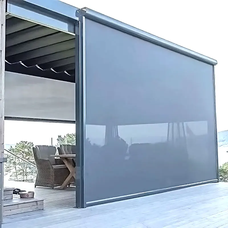 Outdoor Garden Balcony Electric Waterproof Roller Shutter Windproof Industrial Sunscreen Blackout Motorized Patio Roller Blinds