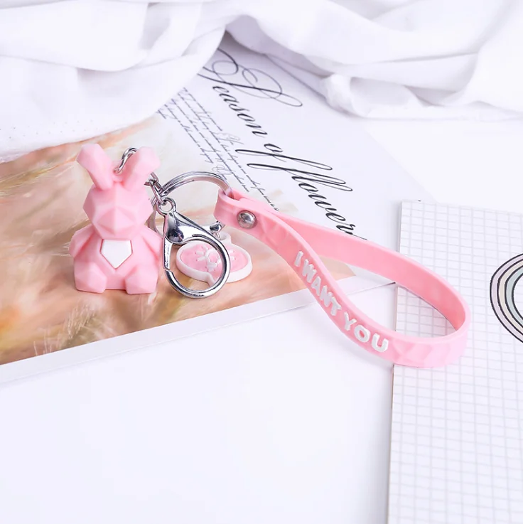 Creative Cartoon Geometric Cut Animal Key Chain Pendant Cute Dinosaur Panda Bag Key Pendant Small Gift