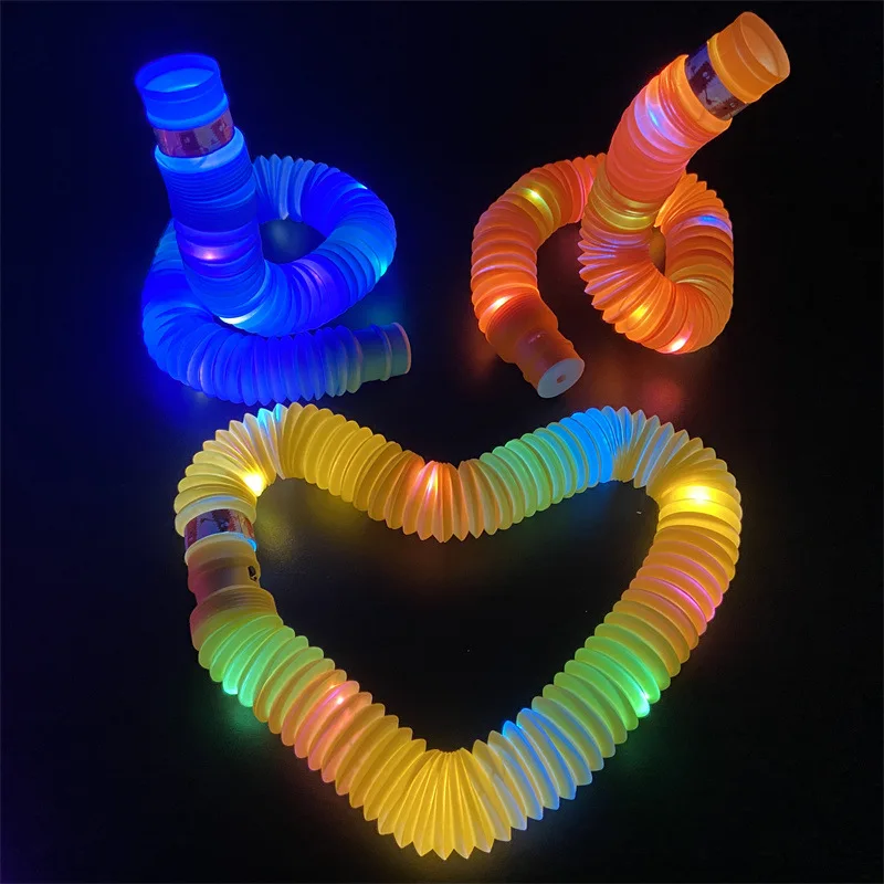 Hot Sale Funny Colorful DIY Plastic LED Fidget Magic Pop Tube Sensory Toys