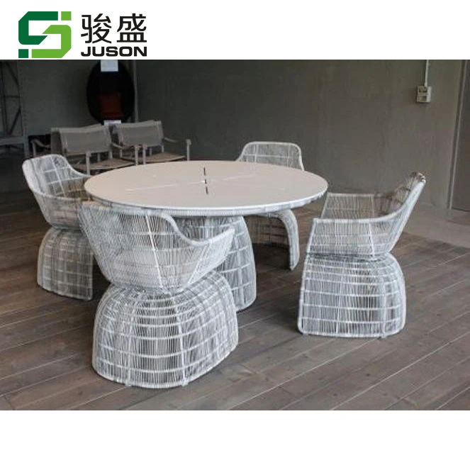 
Wholesale patio rattan wicker dining table furniture with marble top garden dining set outdoor 