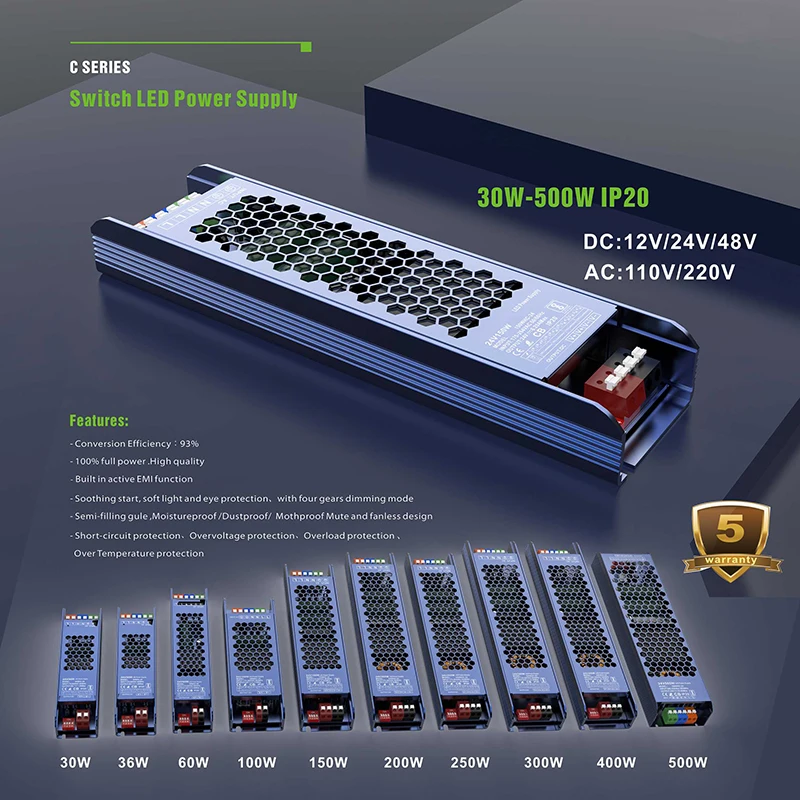 LED IP20 12v 24v 36v 48v led driver 30w 60w 100w switch led power supply