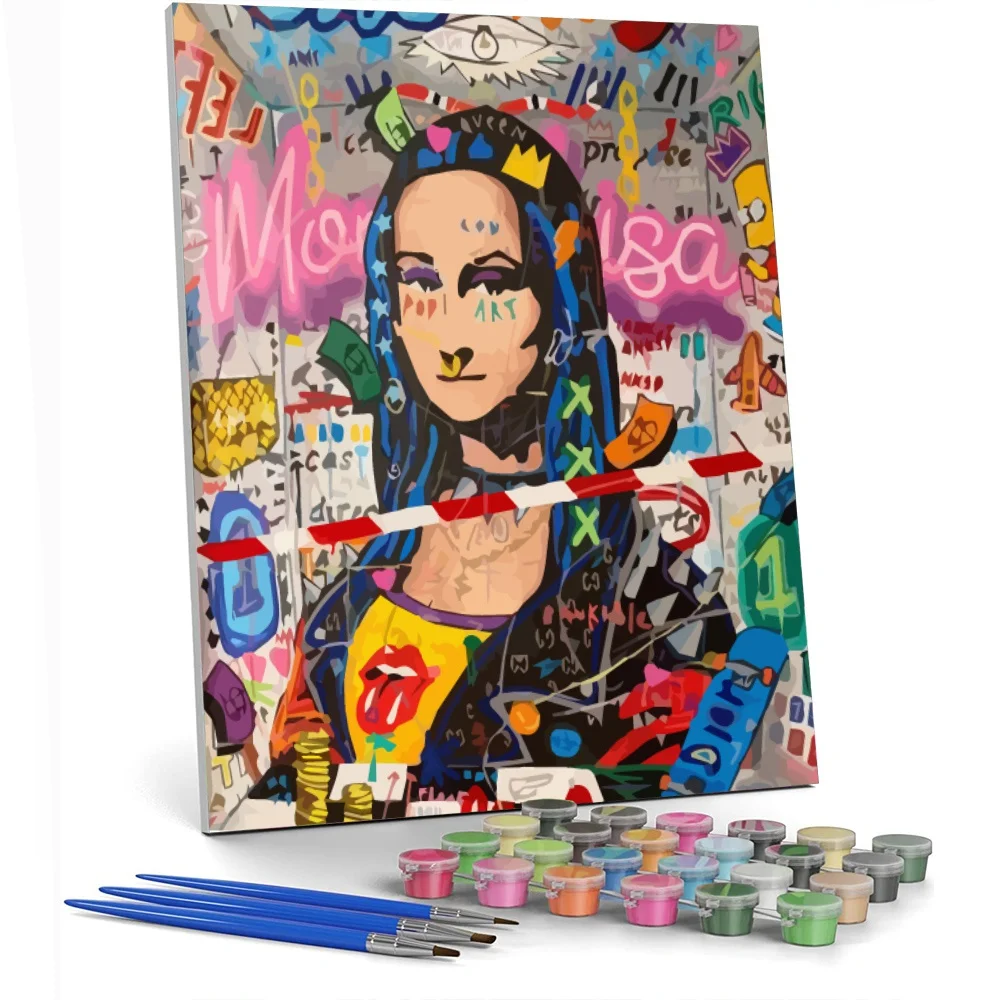 FIYO Oil Painting By Numbers Flower and Women DIY Paint By Numbers on Canvas Home Decor Frameless Digital Painting