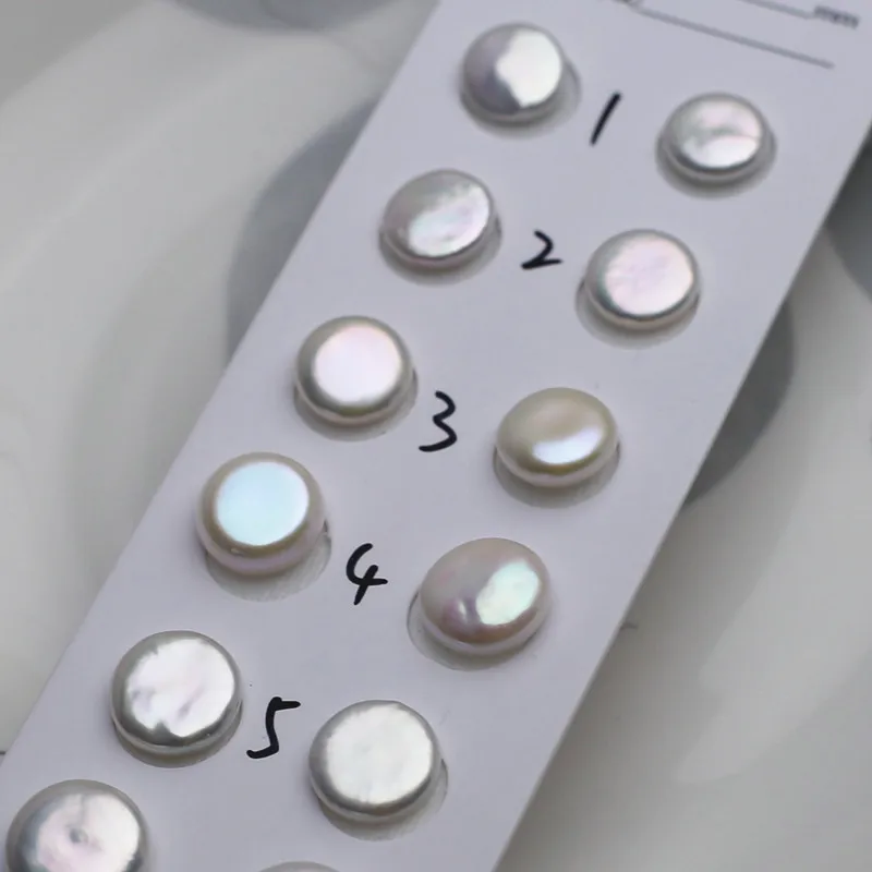 In pair jewelry making 11-13 mm AAA both side smooth fresh water cultured flat coin loose pearl