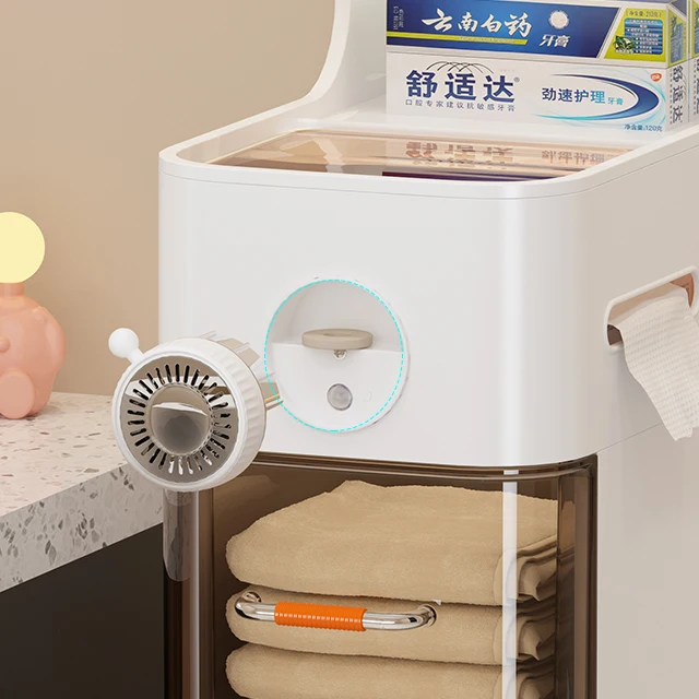 Rmier household bathroom crevice cabinet large capacity plastic material shelf dustproof movable shower room storage cabinet