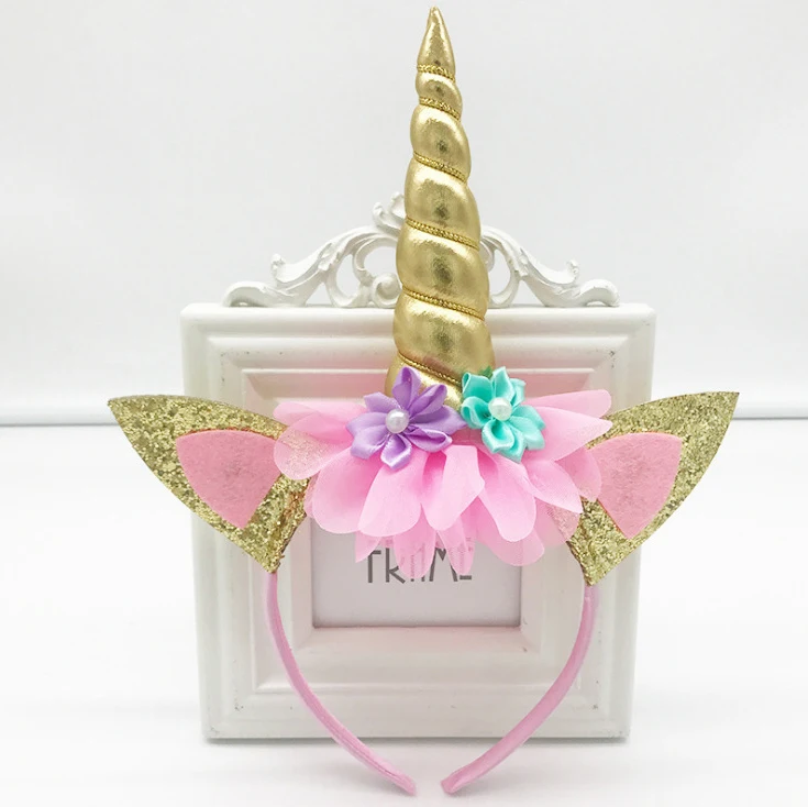 Повязка для волос в виде единорога на день рождения, украшение для вечеринки, головной убор для вечеринки
