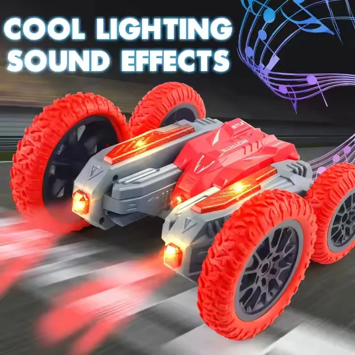 2.4Ghz Remote Control 360 Degree Rotating Butterfly Stunt Tumbling Light Up Auto Showing Double-sided Stunt RC Car Toy For Kids