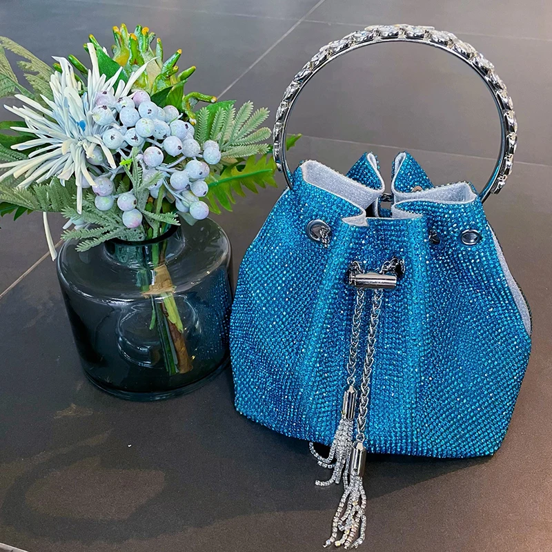 Женский кошелек с блестящими стразами, модный роскошный вечерний кошелек-ведро разных цветов, 2022