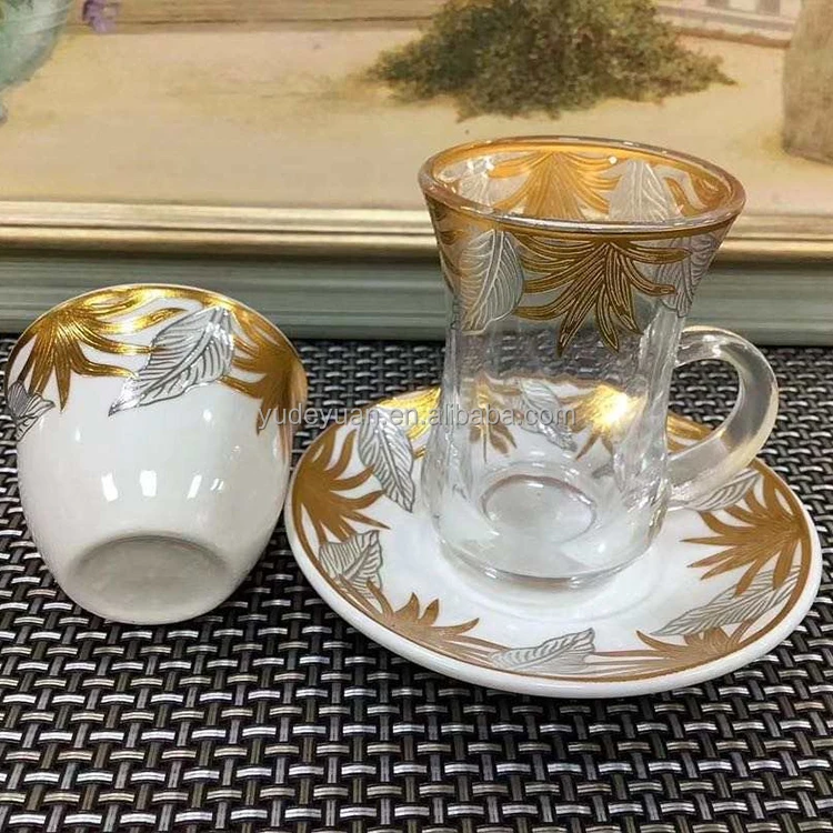 Фабрика Chaozhou новейший дизайн новый Костяной фарфор 18 шт. кофейный набор в арабском стиле фарфоровое блюдце турецкое чайное стекло и