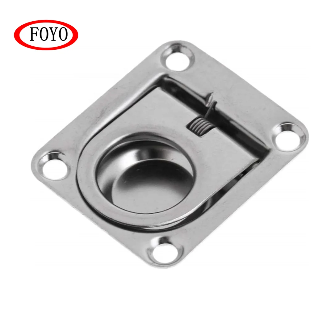 Foyo Brand 1-3/4' Stainless Steel Rectangular Spring Loaded Flush Lift Handle Stainless Steel for Yacht and Kayak