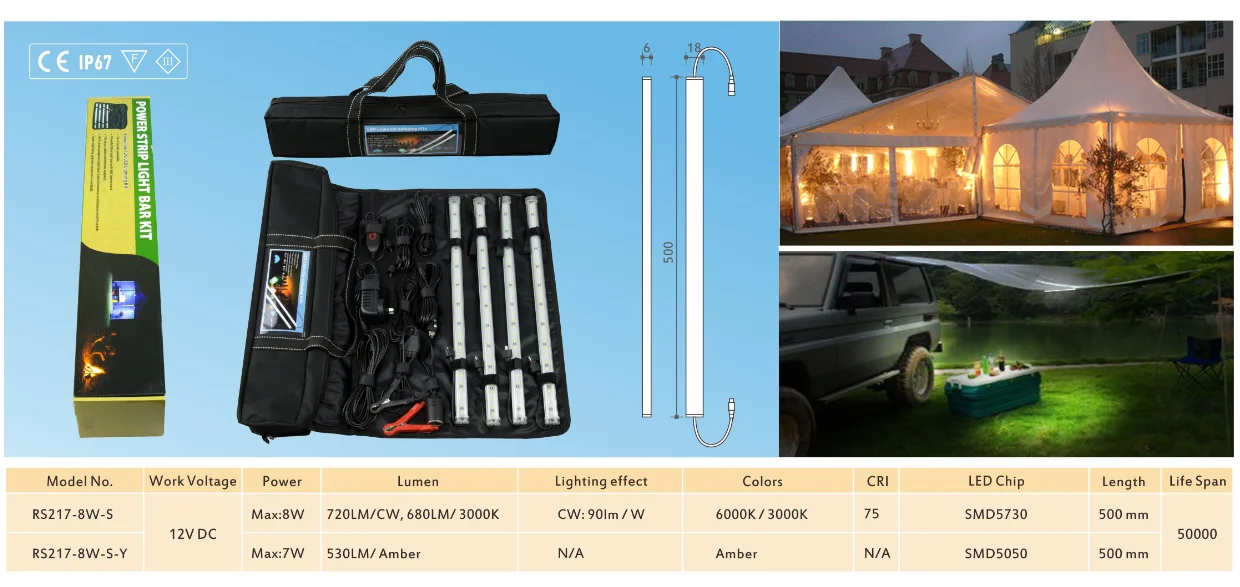 4 Bar Led Light Kits Led Strip Light Outdoor Tent Awning Led Camping Strip Light Kit