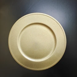 new design13 inch Wedding  gold beaded plastic charger plates in wholesale