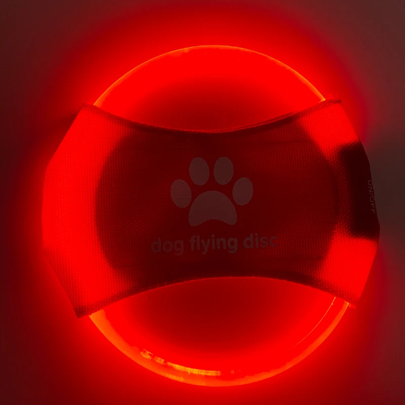 USB rechargeable LED Flying Disc Outdoor Dog Fetch Night Luminous Light Training Pet Toys