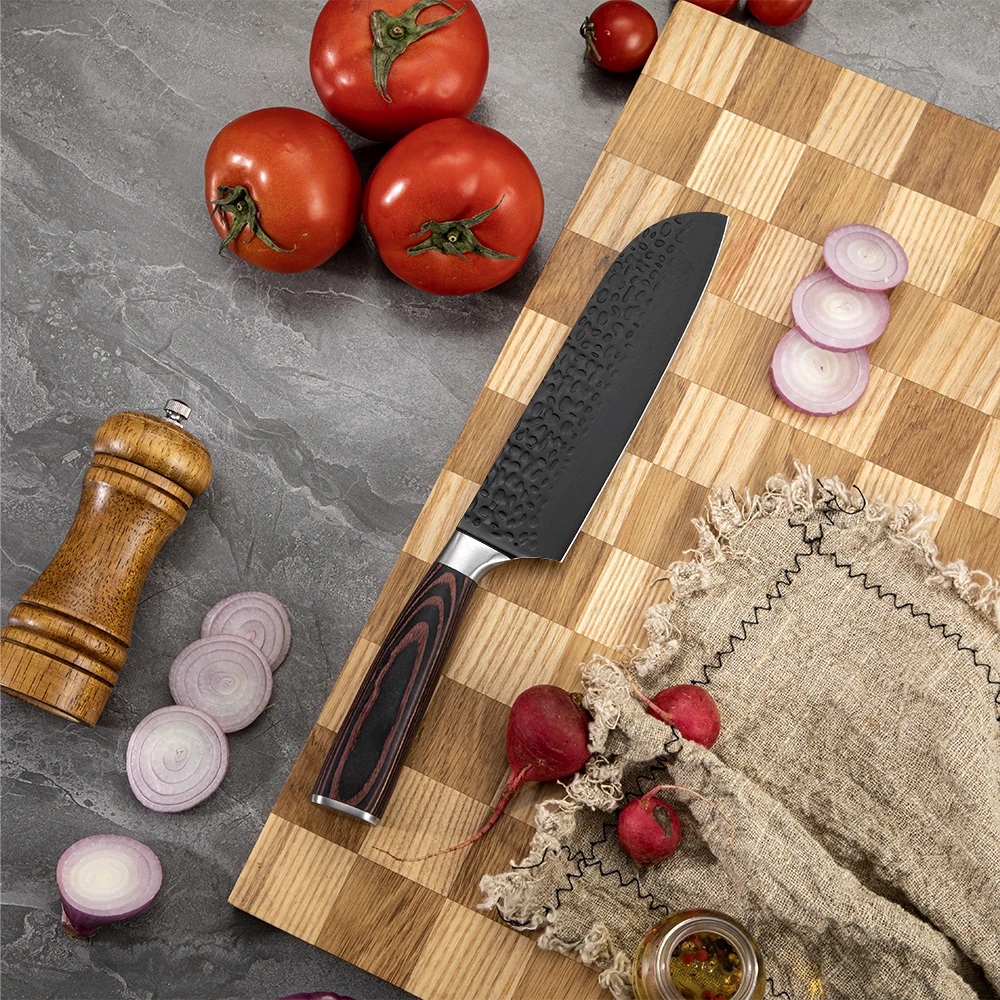 original design customized logo stainless steel santoku knife japanese chef knife with pakka wood handle