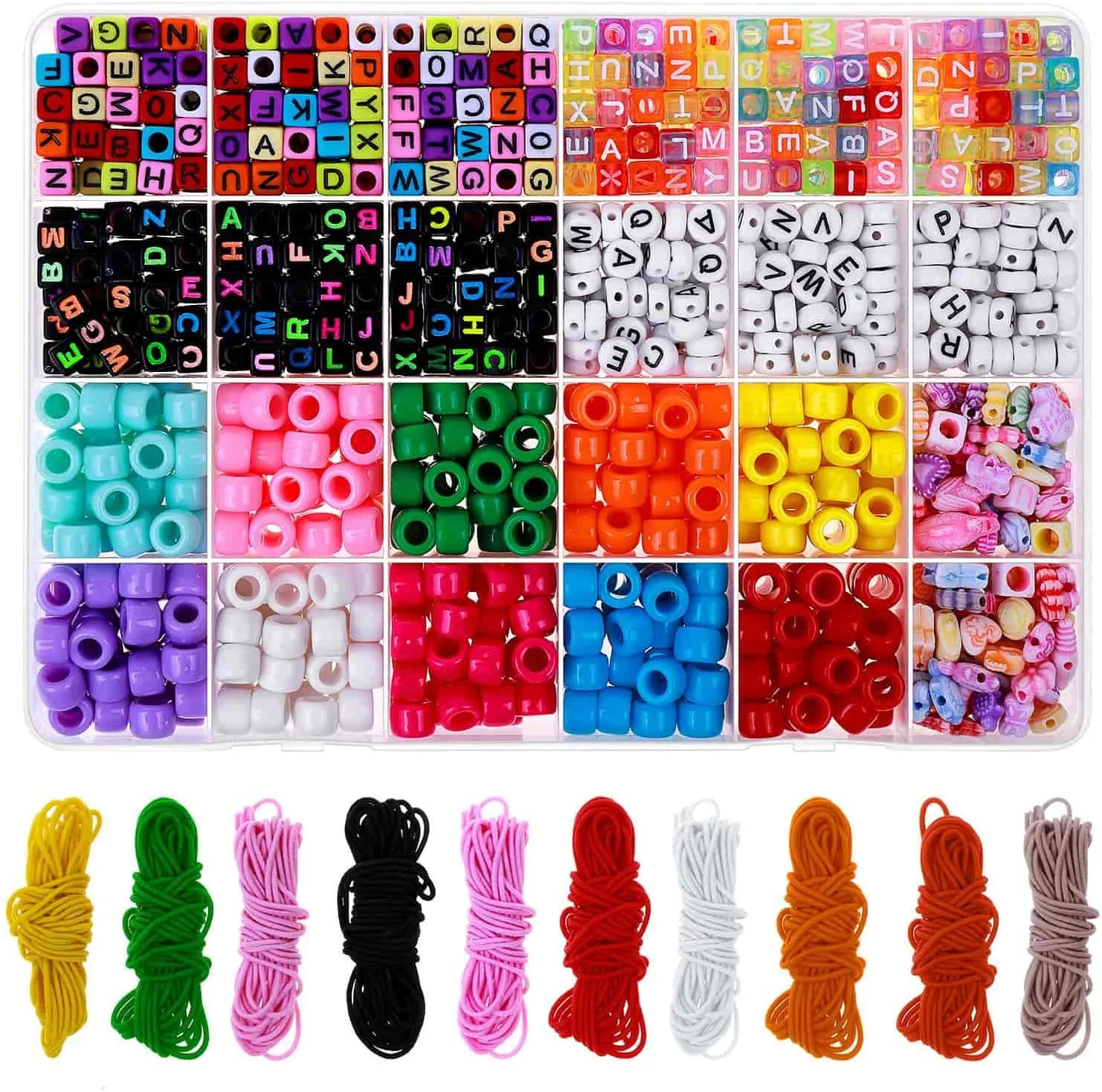 Hot Sale DIY Bracelet Necklace Beaded Elastic Wire Pure Color Barrel Beads Accessories Acrylic Letter Beads