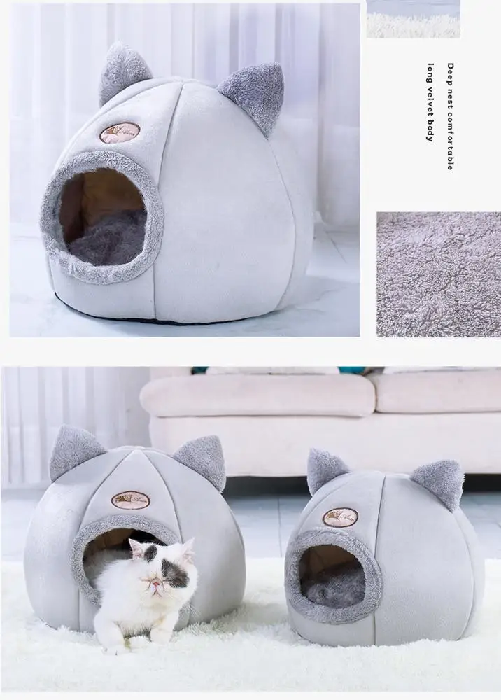 
BRIGHT PLUS Cat House Bed, Winter Warm Nest Soft Foldable Sleeping Mat Pad Cozy Kitten Cave Cute Pet Tent Beds for Cats Puppy 