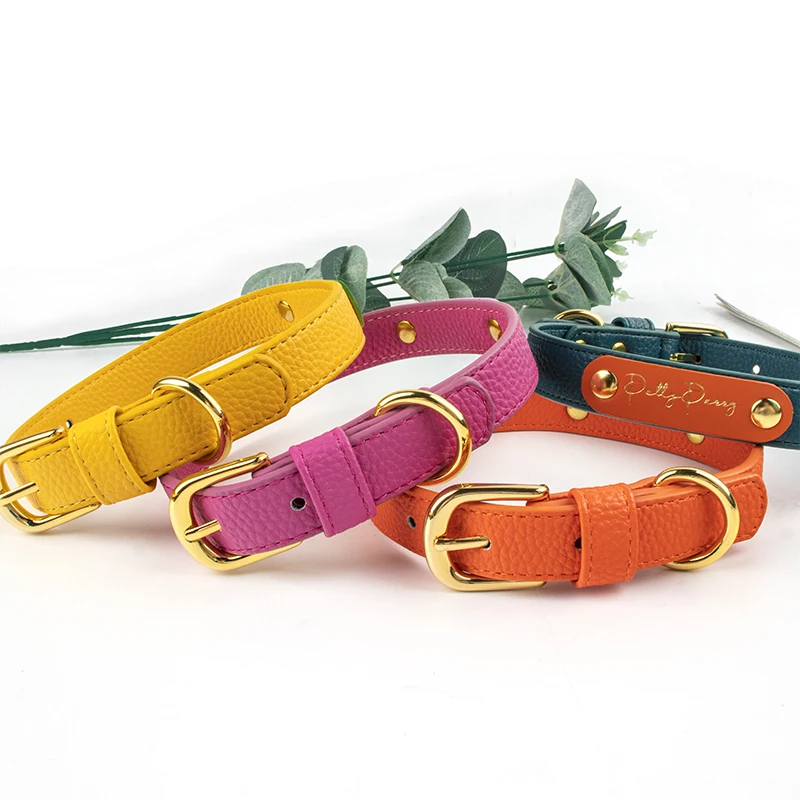High Quality Plain Genuine Leather Luxury Dog Collar Pu Double Layer Soft Leather Dog Collars And Leads