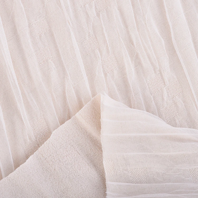 Embroidered chiffon stripe fabric breathable gauze embroidery wrinkled fashion women lace fabric