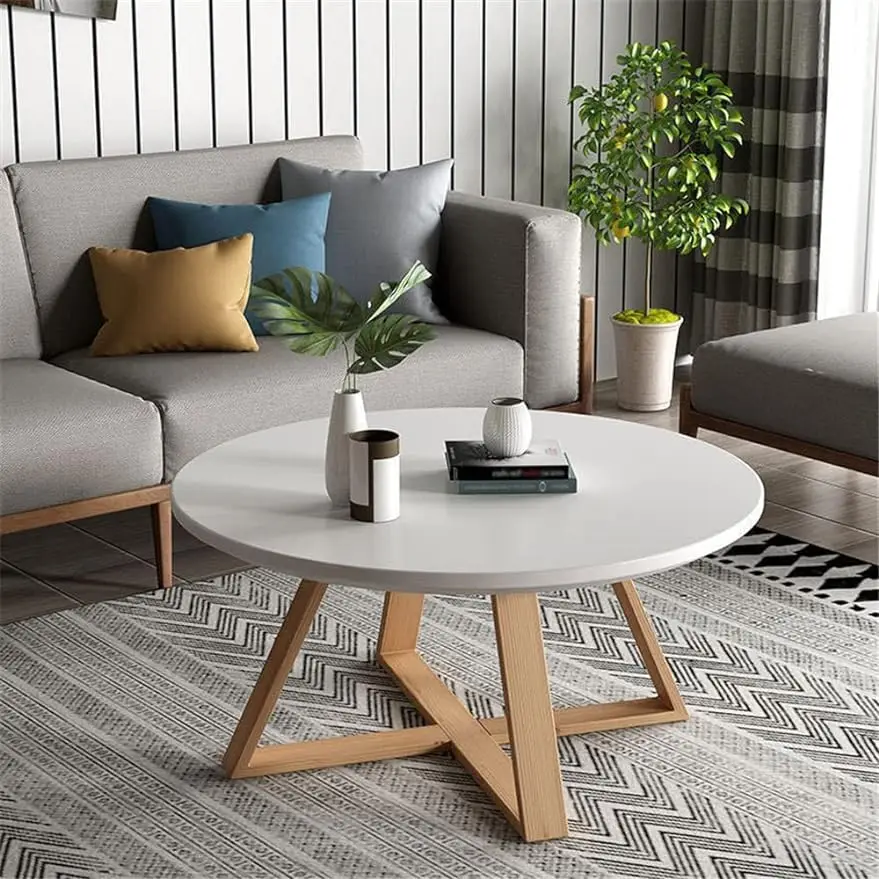Small Modern Sofa Nordic Style Living Room Round Luxury End Side Bed Coffee Table Wood Wholesale