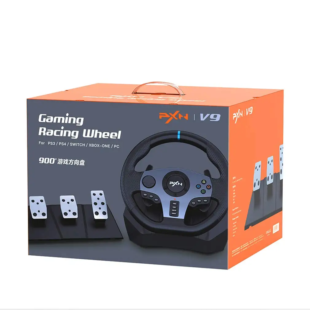 pnx v9 Racing Wheel Dual Motor Feedback Driving for Xbox Series X|S/PS3/PS4/PC/Xbox game steering wheel facebook amazon hot
