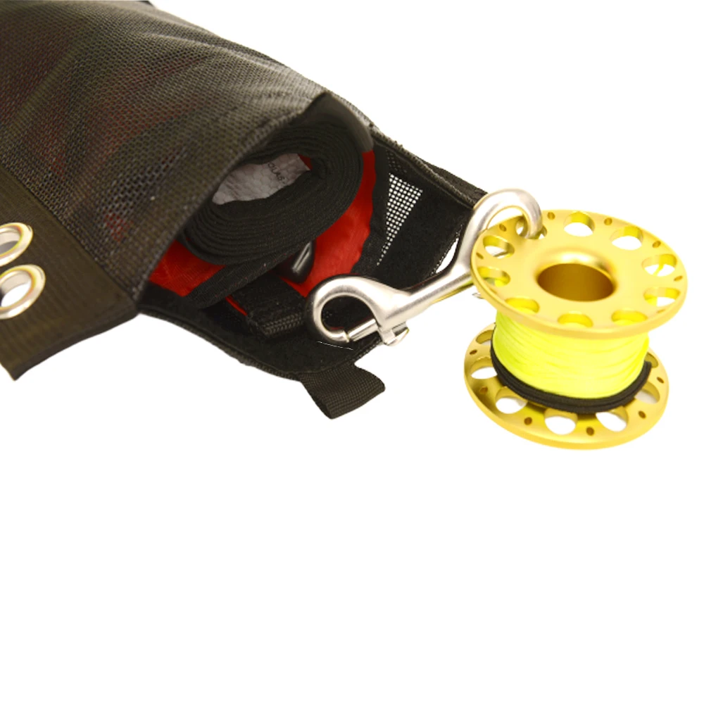 Dive Finger Spool Reel SMB Storage Gear Bag Carry Mesh Pouch for Diving Snorkeling