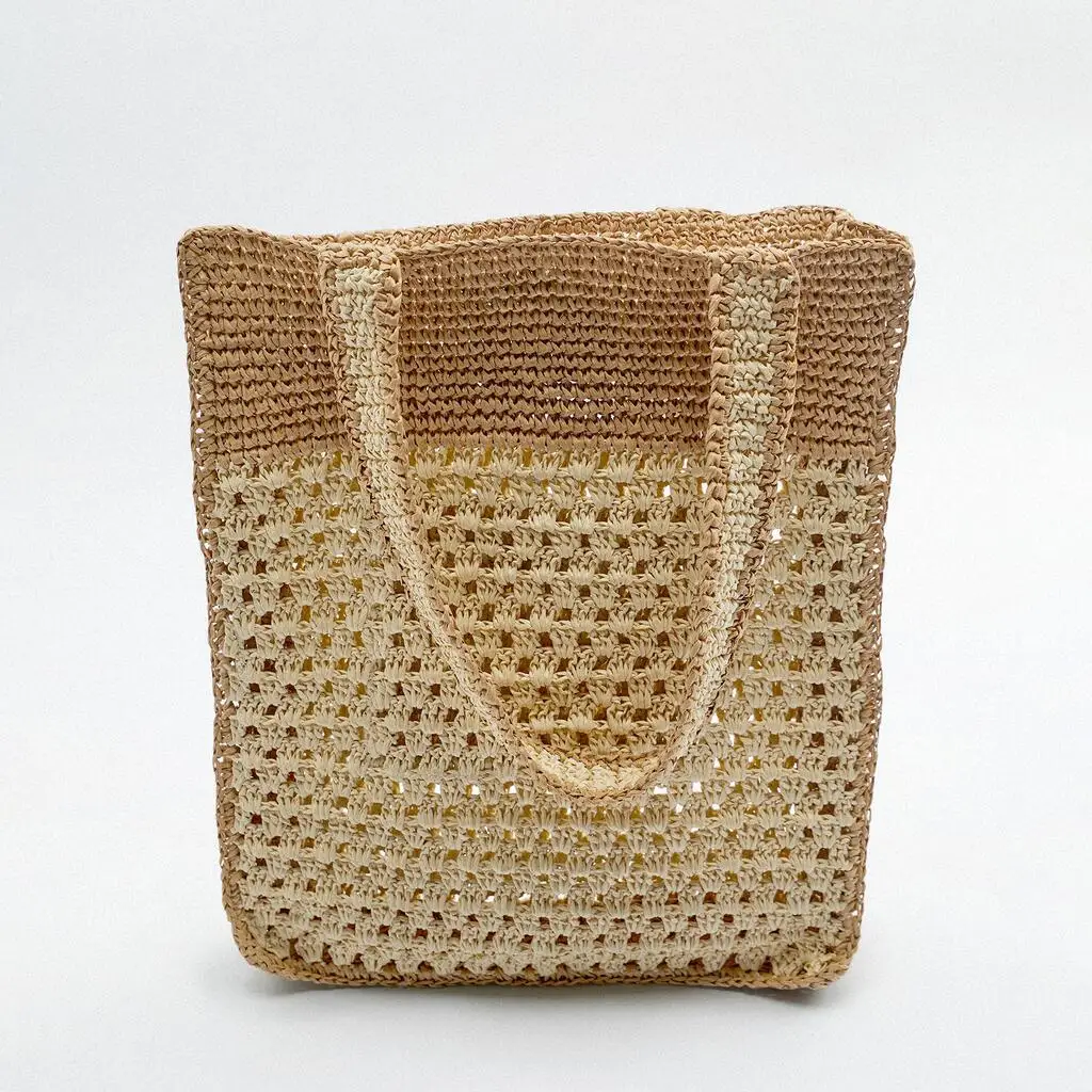 2022 New Arrival Summer Single Shoulder Bag Designer Hand Made Crochet Paper Straw Tote Beach Bag