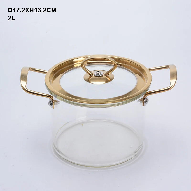 High temperature resistant household big capacity transparent double-ear glass saucepan soup pot