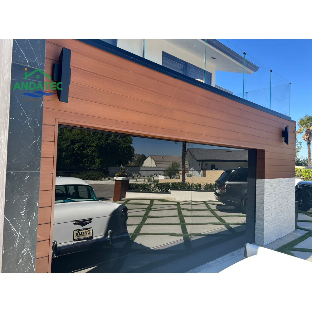 Commercial insulated frameless aluminum black for villa New style Modern Motor Garage Door Automatic
