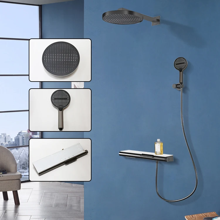 Cupc Chrome Wall Mounted Concealed Thermostatic Bathtub Bath Shower Faucets Rainfall Thermostatic Shower System