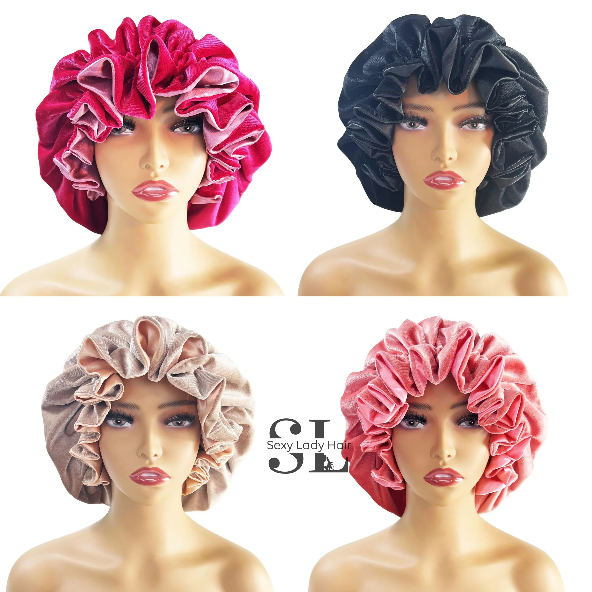 plush silk double side bonnet sleep cap soft hat custom tag satin hair bonnet winter hat