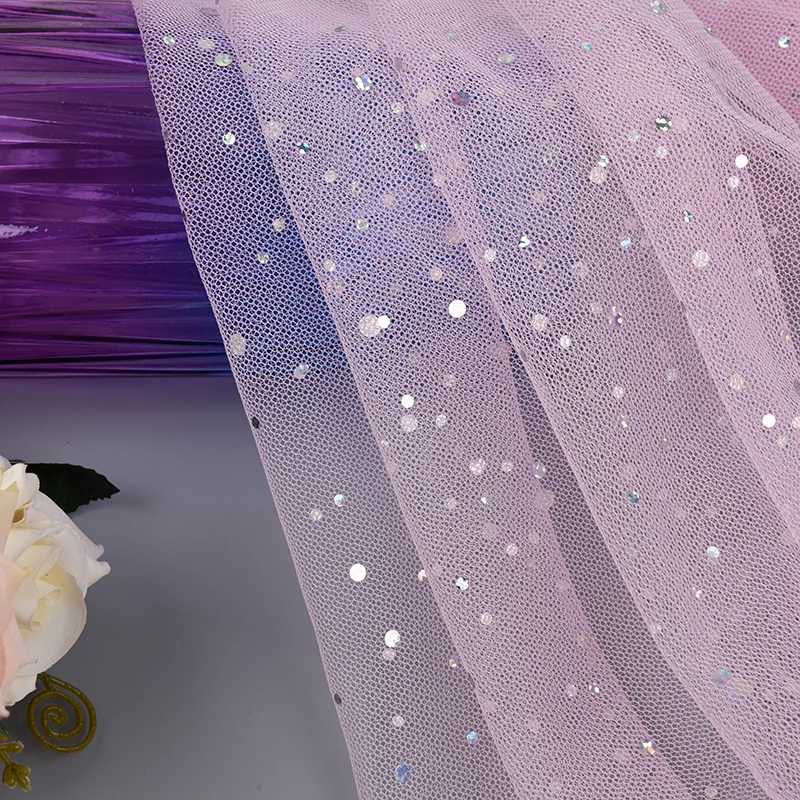 baby pink tulle stamping mesh fabric sequin tulle fabric sequin fabric for princess skirt
