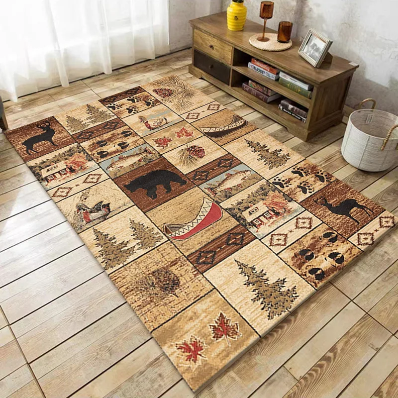 Modern Animal Pattern Polyester Living Room Rug Washable Cushioned Foam Mat for Home with Stylish Design for Bathroom Use