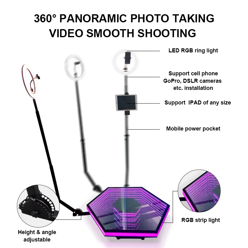 68 80 100 120 Intelligent Operation 360 Video Camera Photo Booth Christmas Gift Party Slow Spinning Portable Camera 360 Degree Photo Booth