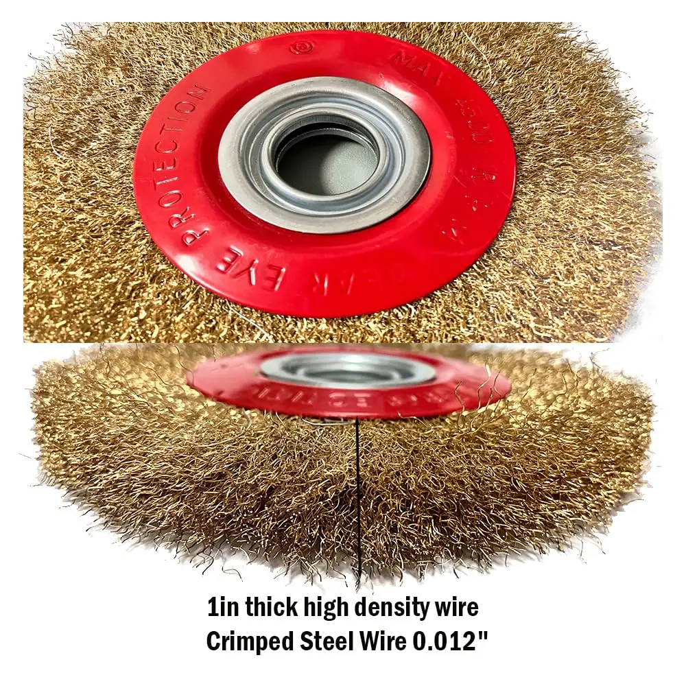 DELUN 100mm 4-Inch Crimped Wheel Circular Brass-Coated Steel Flat Round Shape Wire Brush for polishing