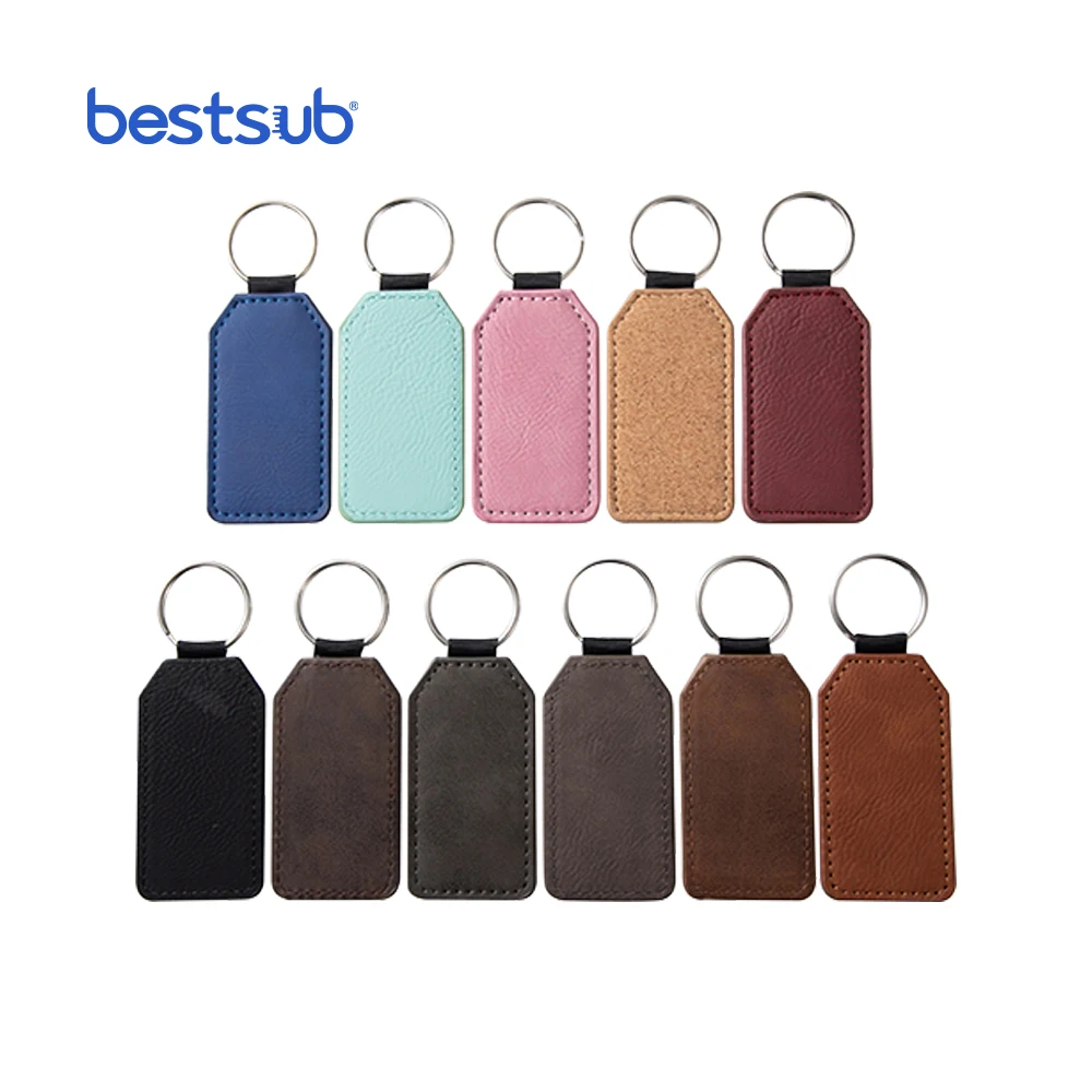 BestSub WholesaleCustom Laser Engraving mini Blanks supplies Barrel Leather Keychain