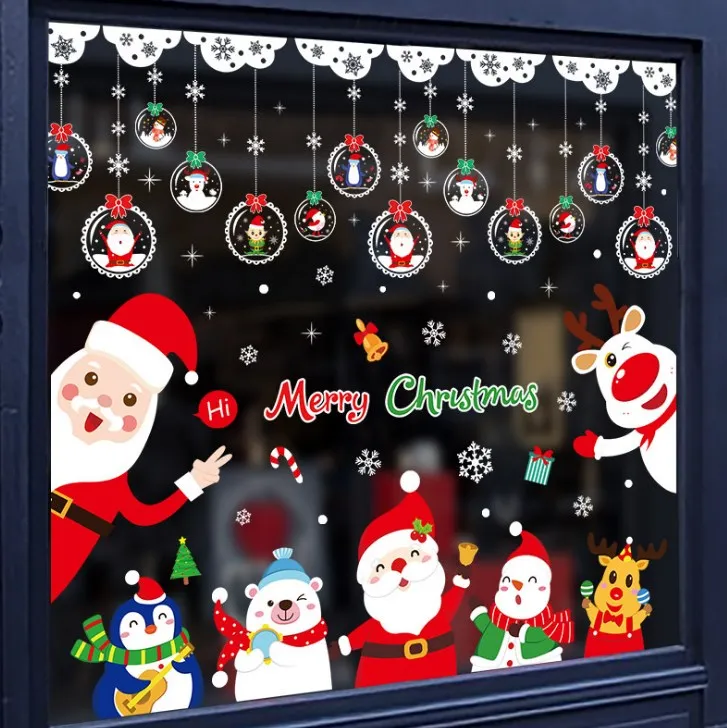 Новый дизайн, рождественские наклейки на окна для пожилых людей, Санта-Клаус, снеговик, рождественские украшения, уличные детские наклейки на окна, наклейки