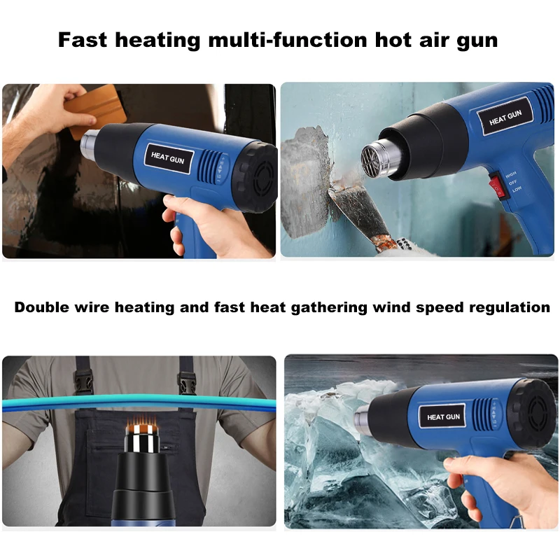 Industrial Electric Heat Gun mini handheld 2000W heat guns machine Hot Air gas for shrink wrap,auto film,curved pipe