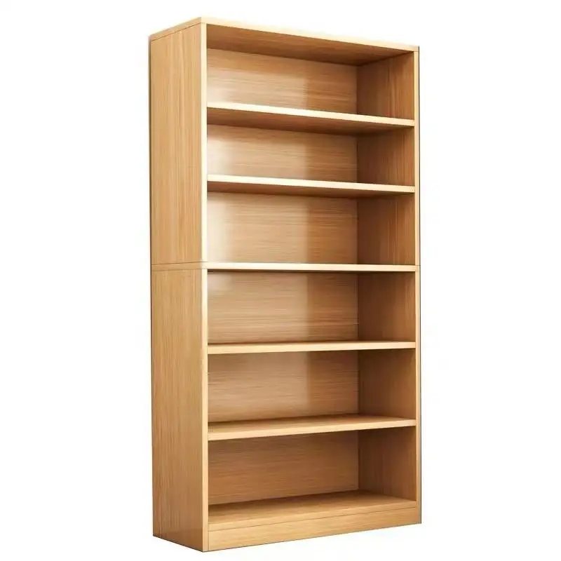 Custom modern bookshelf design wooden display minimalist bookcase wooden library bookshelf industrial bookshelf with back panel