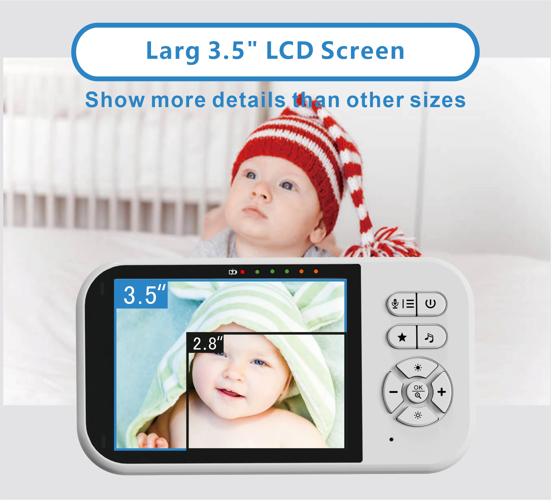 Low price hot video audio baby monitor with temperature and night vision function