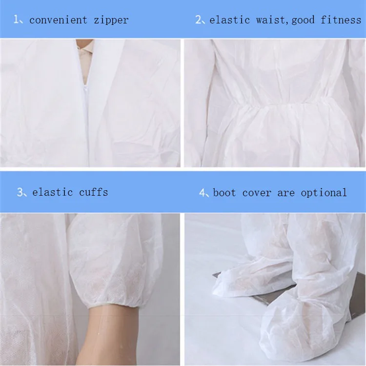 Factory Supply OEM Disposable 48g PP Protective Coverall Nonwoven Clothes YC2010