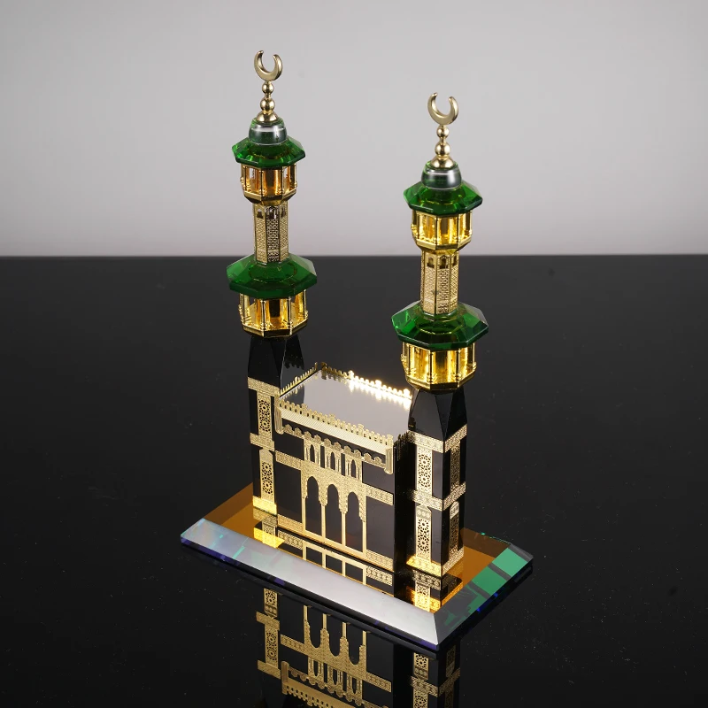 New Wholesale Ramadan Gift Kelbai Clock Model Islamic Ornaments Crystal Model Building For Wedding Souvenirs Gifts