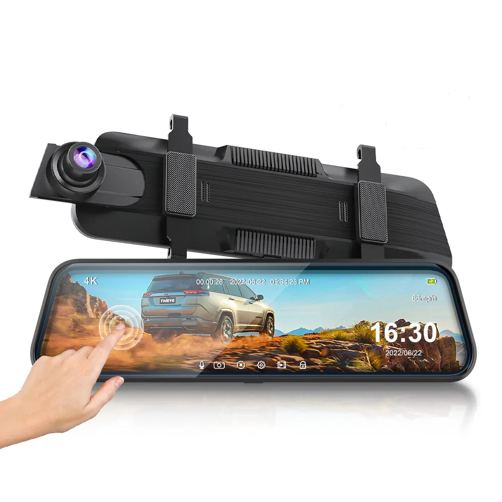 Автомобильный потоковый видеорегистратор ThiEYE 4K зеркальный с двумя объективами сенсорный экран GPS камера заднего вида Full Hd 1080P