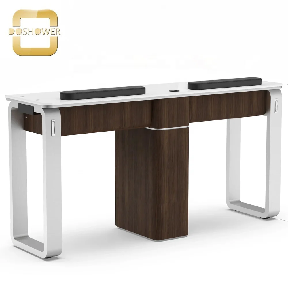 Компактный настраиваемый Маникюрный Стол с двойным маникюрным столом для ногтей поставщик ацетонстойкой поверхности двойной рабочей станции